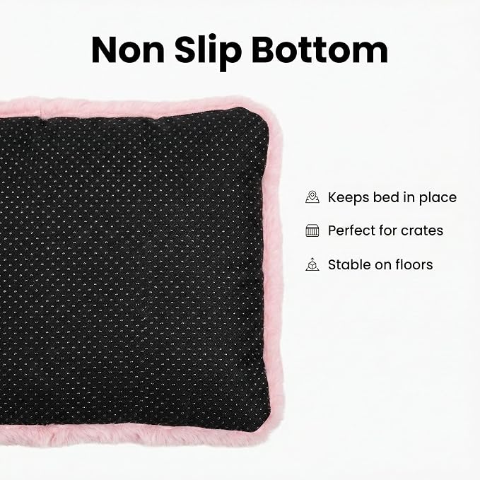 Dog Crate Bed 22x13,Washable Dog Crate Pad for Medium Dogs,Soft Kennel Bed Mattress with Non Slip Bottom,Pink
