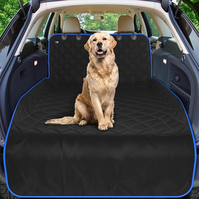 Active Pets Cotton SUV Cargo Liner for Dogs, Durable Non Slip Vehicle Seat Cover, Protects Against Dirt & Fur, Pet Cargo Liner for SUV & Trucks, Large Size Trunk Cover for Dogs Universal Fit - Blue