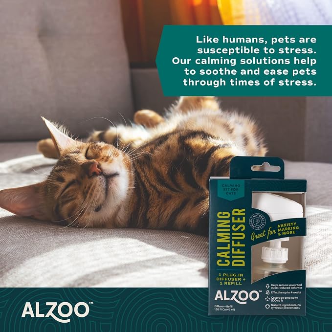 Calming Diffuser for Cats, Kit Includes 1 Plug-in Diffuser & 1 Refill, Helps Reduce Unwanted Stress-Induced Behavior, 100% Plant-Based Active Ingredients, Covers Up to 500 Sq. Ft, 1.52 Fl. Oz.