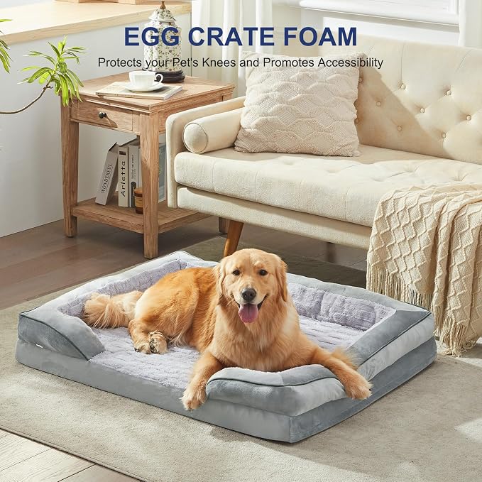 FURTIME Orthopedic Extra Large Dog Bed, Waterproof Dog Beds, 48x35x6.5 Supportive Foam Pet Couch Bed with Removable Washable Cover and Nonskid Bottom