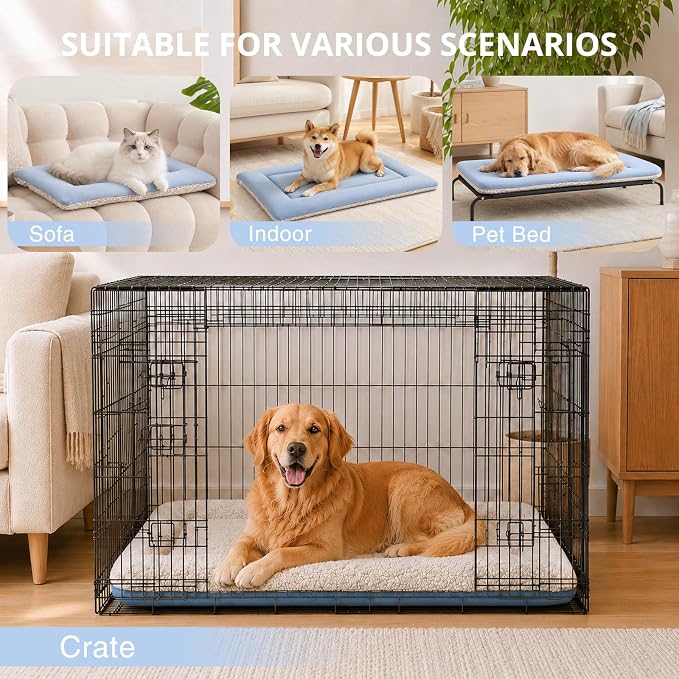 Cooling Mat for Dogs, Washable Dog Beds Crate Pad, 35"x 24" Thick & Durable Dog Cooling Mat, Reversible Warm & Cooling Dog Bed, Cozy Sleeping Mat for Couch, Metal Crate & Beds - M