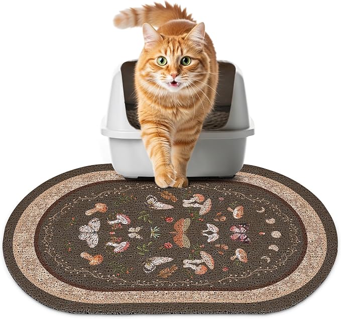 Bienbee Cat Litter Mat, 24" x 15" Dense Trapping Mesh for Litter Boxes | Litter Box Mat with PVC Mesh, Waterproof &Urineproof, Non-Slip Grip, Soft On Kitty Paws and Easy to Clean to Protect Floor