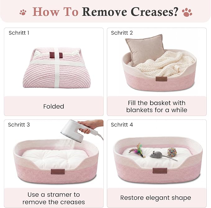 YOUDENOVA Cat Bed Basket with Removable Cushion,Stimulicat Handwoven Cat&Dog Basket,Cat Beds for Indoor Cats Couch, Kitten Bed for Medium and Large Cat, All Season Universal