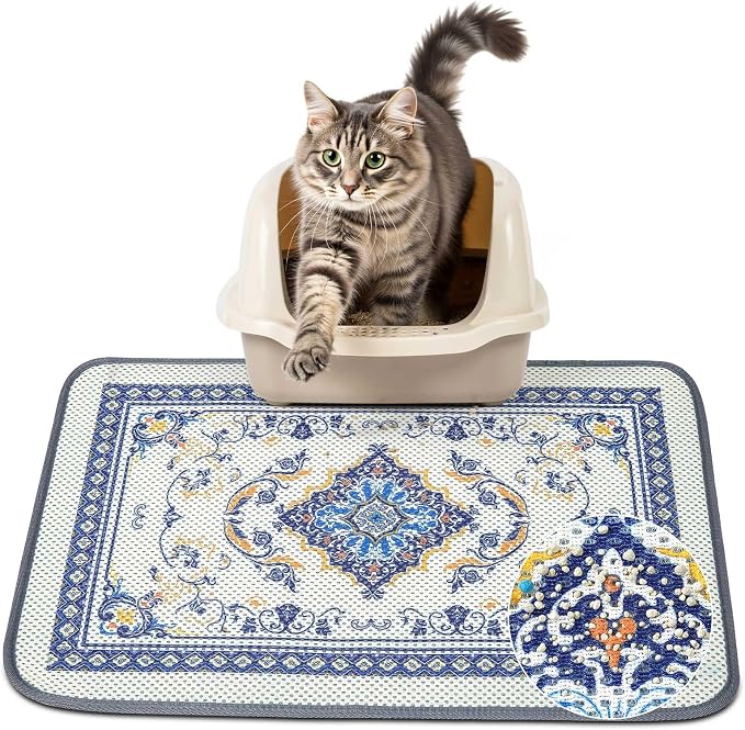 Unicorn Catcher 24"x15" Cat Litter Mat Machine Washable Litter Trapping Pad | Kitty Paw Friendly Padding With Breathable 3D Air Mesh Technology And A Non-Slip Base To Keep Home Floors Debris-Free
