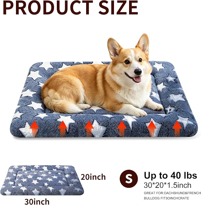 Dog Bed Mat, Reversible Crate Pad & Cute Dog Bed - Machine Washable Kennel Mat with Ultra Soft for Medium Dogs