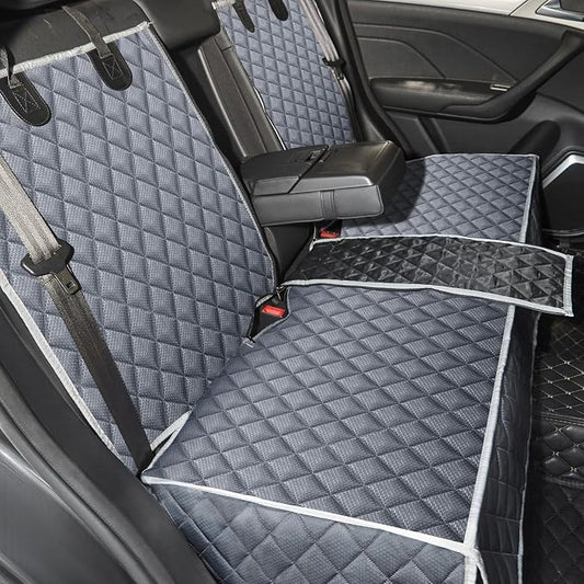 ANOSOSPECIAL Grey Dog Car Seat Cover for Back Seat,Non-Stick Fur,Pet-Friendly and Waterproof - Universal Fit Interior Protector for Auto, Van, SUV - Ideal for Kids and Pets