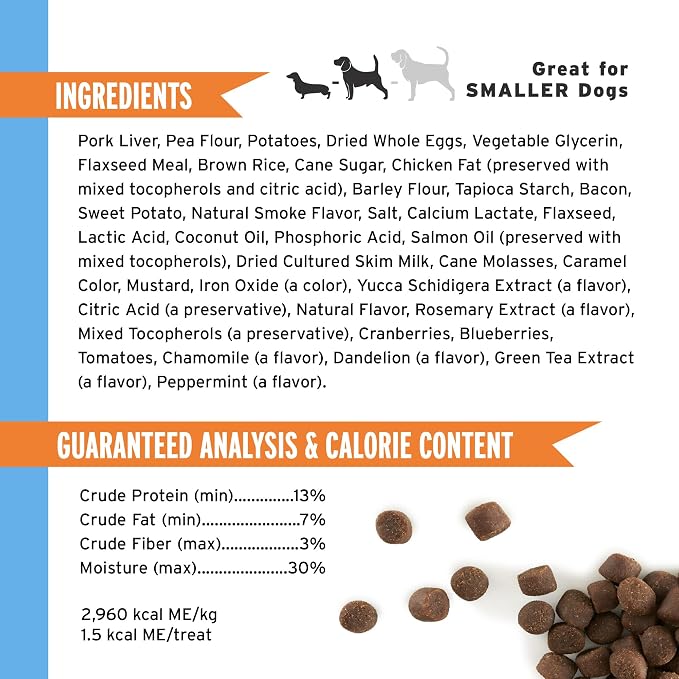 Pet Botanics 10 oz. Pouch Training Rewards Mini Soft & Chewy, Bacon Flavor, with 500 Treats Per Bag, The Choice of Top Trainers | 10 oz Pouch with 500 Treats Per Bag, High-Value Reward for Training, Only 1.5 Calories Per Treat
