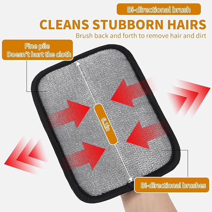 2PCS Electrostatic Pet Grooming Gloves, Reusable Hair Remover for Dog Cat Fur on Clothes Furniture Car Seat/Black