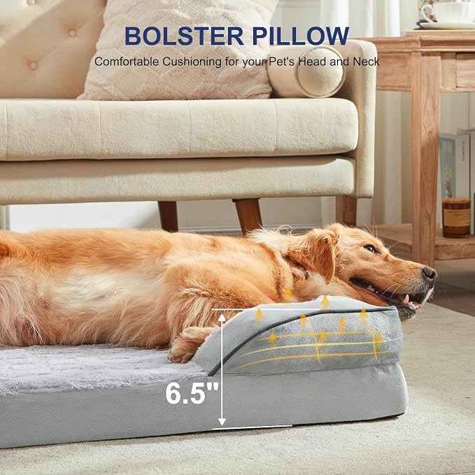 FURTIME Orthopedic Large Dog Bed, XL Waterproof Dog Beds, 42x35x6.5 Supportive Foam Pet Couch Bed with Removable Washable Cover and Nonskid Bottom