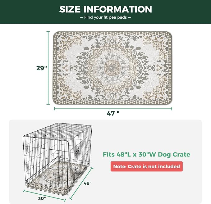 FXW Washable Pee Pads for Dogs, Super Absorbent, 29" x 47", 2 Packs | Machine washable, Non-slip backing