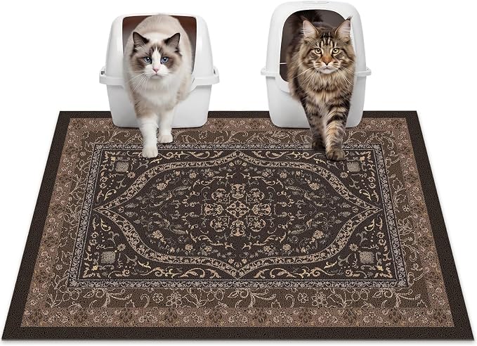 Glittme Cat Litter Mat, 33"x22" Non-Slip Washable Trapping Mat for Cats | Litter Trapping Mat With Thick PVC Coil To Catch Scatter, Soft On Paws And Waterproof Bottom To Protect Floors