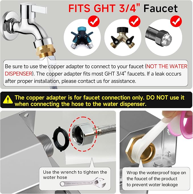 Automatic Water Dispenser for Dogs, 3L /101 oz 304 Stainless Steel Dog Water Feeder, Auto-Fill Large Waterer for Pets & Livestock, Outdoor Dog Water Bowl, Wide Mouth, Anti-tip, Easy to Clean