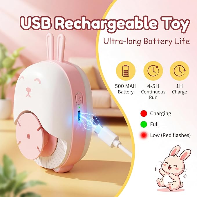 Interactive Cat Toys for Indoor Cats, USB Rechargeable Electric Teaser with Clip, Automatic Cat Toys to Self Play Enrichment Toy for Bored Kittens & Adult Cats (Pink)