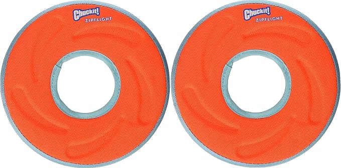 Chuckit 18100 Medium Chuckit! Zipflight Frisbee Dog Toy, Colors May Vary - Pack of 2