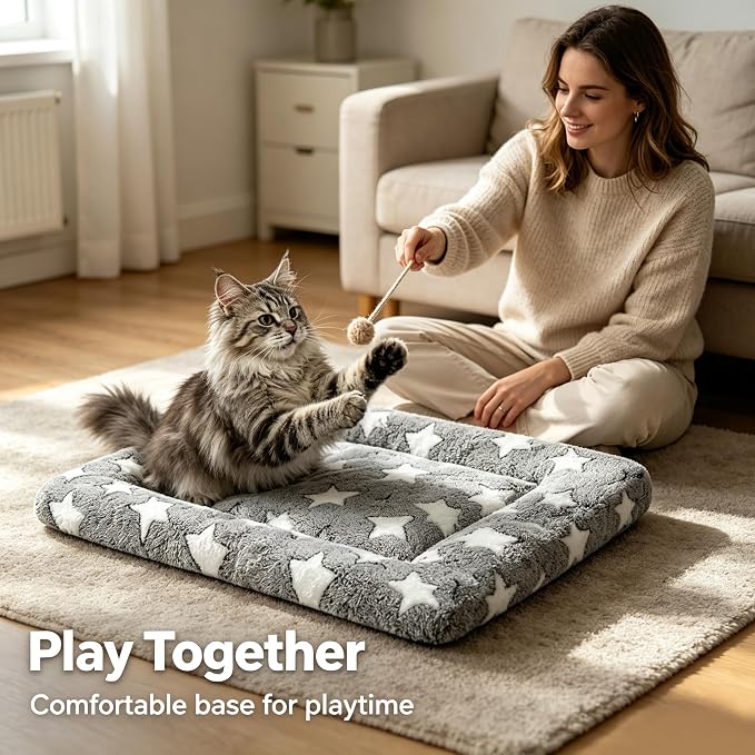 Dog Bed Mat - Soft and Comfortable Dog Kennel Cat Bed, Washable Dog Bed or Cat Bed, Suitable for Dog Crate Ped, Cat Cage BedGray, 18" L x 14" W x 1.5" Th