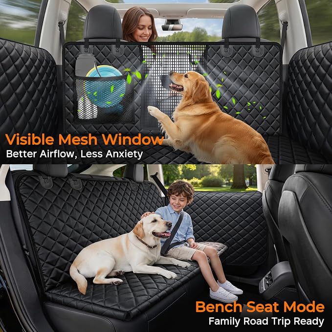URPOWER Dog Car Seat Cover for Tesla Model Y & Juniper (2025+) with Door Protectors, Waterproof Seat Cover Hammock 600D Heavy Duty Scratch Proof Nonslip Durable Soft Back Seat Covers