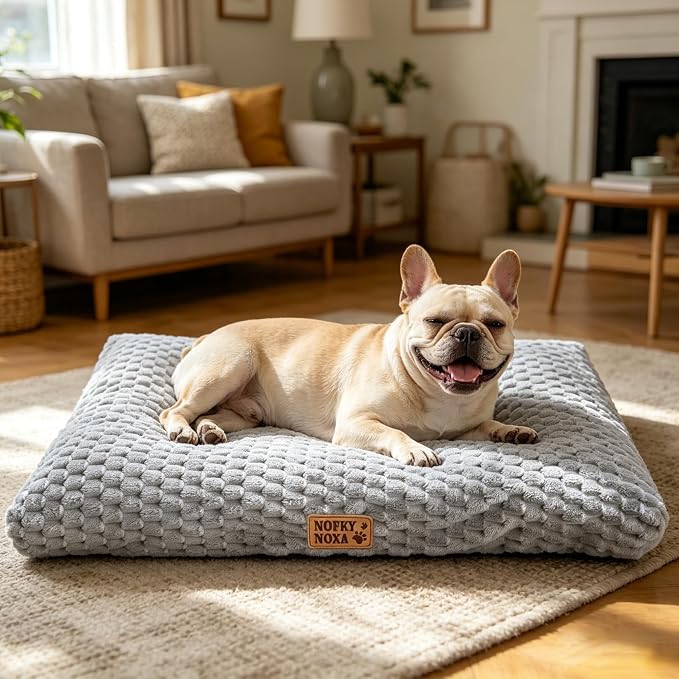 Washable Dog Beds for Medium Dogs -35"x23" Dog Crate Pad with Removable Cover, Non-Slip Bottom, Pet Mat Comfort Cushion for Joint Relief, Sleep & Home Decor