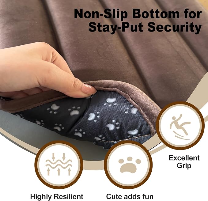 pobopobo Dog Crate Pad, Ultra Soft & Anti-Slip Kennel Mat, Secure Fit for Metal Crates & Dog Cages, Washable Cozy Bed for Small Medium Large Dogs (Dark Brown, M(28"*16"*1.5"))
