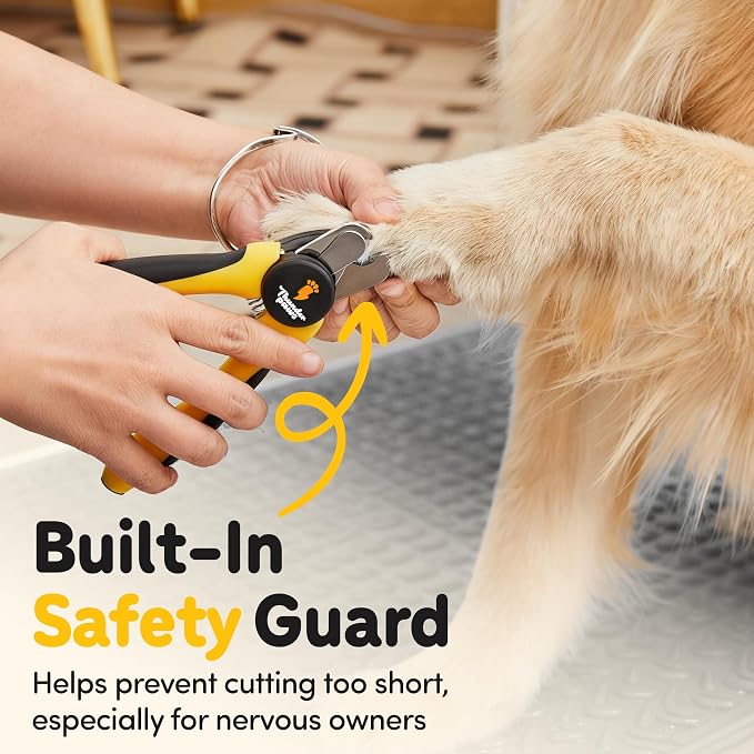 LED Dog Nail Clippers with Light Illumination, Trimmers with Protective Guard, Safety Lock and Nail File - Suitable for Large and Small Dogs & Cats (Yellow)