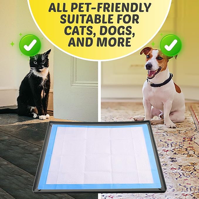 TidyFriend Pee Pad Holder Tray 36 x 36 Inches, Puppy Pad Holder, Easy to Clean and Store Pee Pad Holder for Dogs, Silicon Training Pad Holder, No Spill Puppy Pad Holder (Grey)