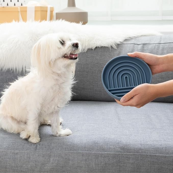 Should We Go? Slow Feeder Dog Bowls - Small Size Silicone Slow Eating Dog Bowl for Puppies & Dogs with Suction Cup -Dishwasher-Safe, Lick Mat Design, Reduces Gulping, for All Breeds, 6”x1.25”- Ocean