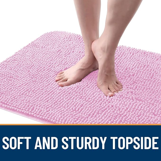 OLANLY Dog Door Mat for Muddy Paws 70x32, Super Absorbent Chenille Mud Mat | Pink, Absorbs Moisture and Dirt, Non-Slip Machine Washable Doormat, Quick-Drying Indoor Entryway Floor Carpet for Dogs