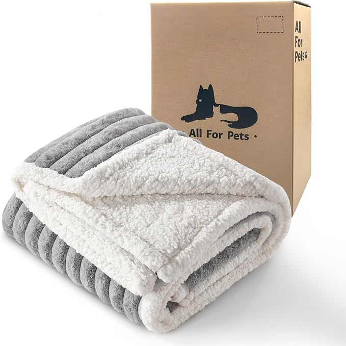 Waterproof Dog Blanket for Medium Dogs, Soft Corduroy Fleece Pet Blanket Washable, Dual-Sided Puppy Cat Blankets for Furniture Protection, Cozy Calming Couch Blanket for Doggy, 30"x40", Grey