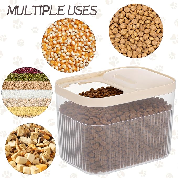 CIEOVO 2 Pack Airtight Dog Food Storage Container, Clear Pet Dog Food Storage Bin with Measuring Scoops for Rice Grain Pet Dog Cat Bird Dog Treat Storage Food Fresh