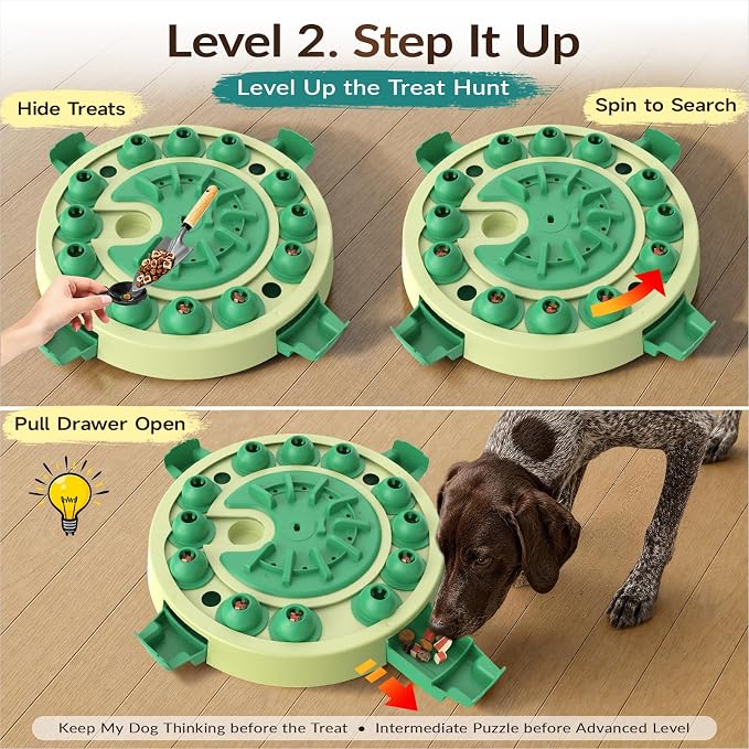 KADTC Dog Puzzle Toy, Large Size, 3 Levels of Step-by-Step Challenge, 4 Ways to Play Beginner to Advanced Slow Feeder & Mental Stimulation for Smart Dogs Enrichment Toys