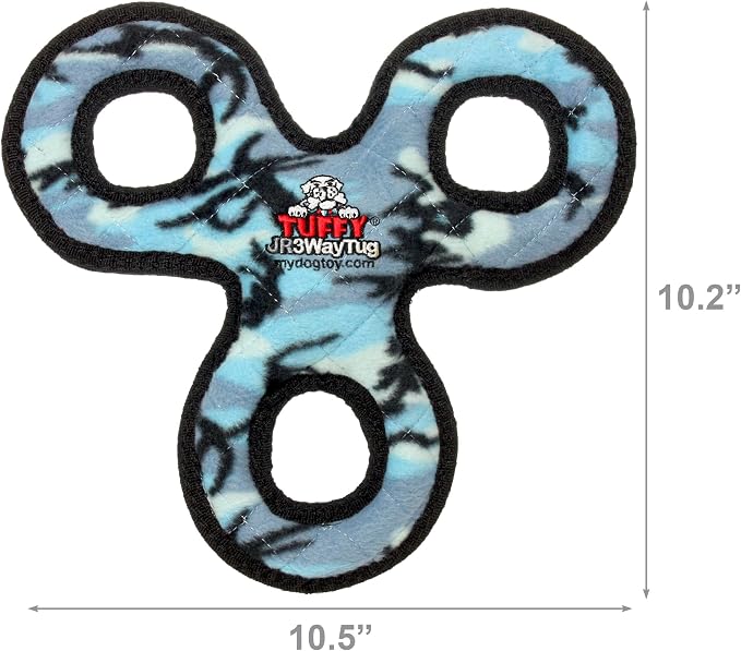 TUFFY® : 2 Pack 3Way Tug Dog Toy: Ultra Durable Plush Toy with Multiple Layers & Reinforced Seams, Washable and Floats, Original Construction