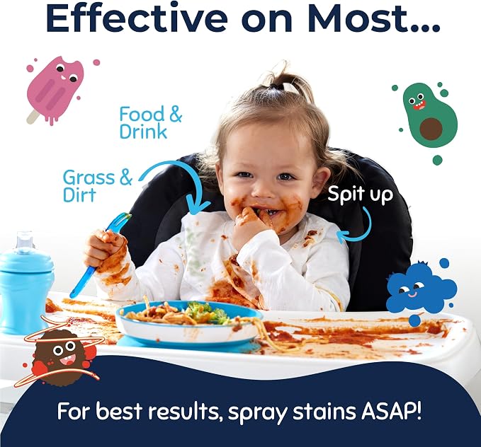 Miss Mouth's Messy Eater Stain Treater Kit, 2 Sprays & 16 Oz Refill | Newborn & Baby Essentials; Cleans Off Food, Grease, Coffee; Use on Laundry, Underwear, Fabric