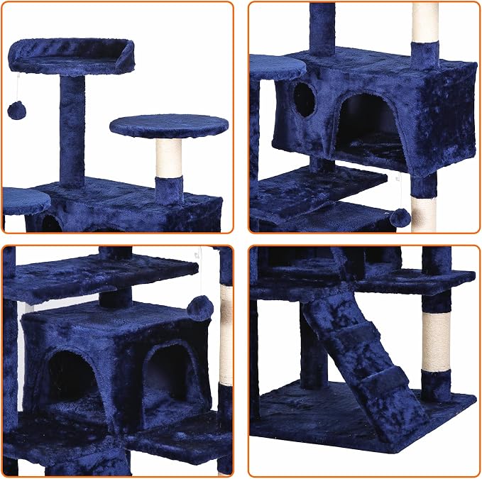 54 in Cat Tree Tower for Indoor Cats Multi-Level Cat Condo Cat Bed Furniture with Scratching Post Kittens Activity Center