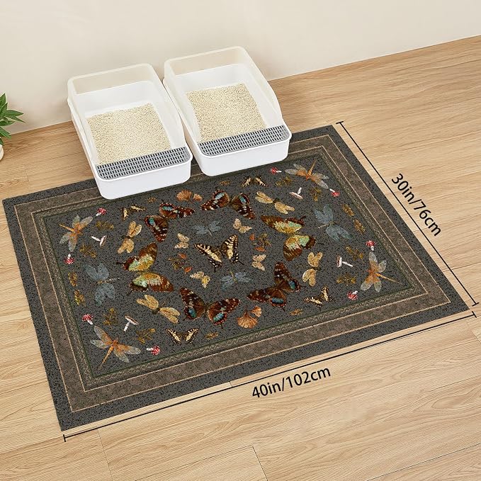 Unicorn Catcher 40"x30" Cat Litter Mat Non-Slip Washable Litter Box Mat | High-Density PVC Litter Catcher Mat Efficiently Traps Scattered Litter From Paws To Keep Floors Clean