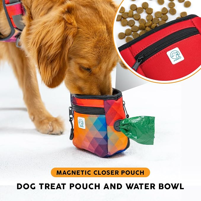 Embark Dog Treat Pouch - Waterproof Training Bag & Portable Water Bowl | Leakproof Treat Bag with Hook, Magnetic Closure, Extra Pocket for Phone & Keys with Poop Bag Outlet For Dogs - Black