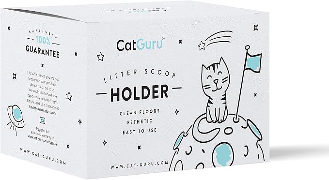 CatGuru Premium Cat Litter Scoop Holder – Heavy-Duty Scooper Storage Caddy, Scoop Stand for Kitty Litter Box, Fits Most Cat Litter Scoops (White)