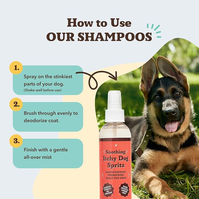 Natural Dog Company Dog Spray for Itchy Skin - 8 oz – Hypoallergenic Deodorizing Spritz with Aloe, Lavender & Calendula – for Itchy Skin, Refresh Coat Between Baths – No Parabens and Alcohol Free