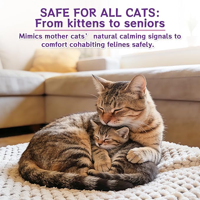9-In-1 Advanced Cat Pheromone Calming Diffuser 180 Days (3 Plugs+6 Refills) | Relieve Anxiety, Help Reduce Fighting, Spraying & Scratching, Drug-Free & Odorless Safe Relaxation Solution