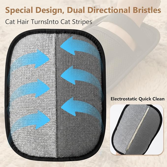 Upgraded Pet Hair Removal Gloves - Electrostatic Grooming Five-Finger Reusable Fur Remover with Snug Elastic Wrist for Dogs and Cats, Magic Brush Pet Needs for Furniture Couch Carpet Clothes Car Seats