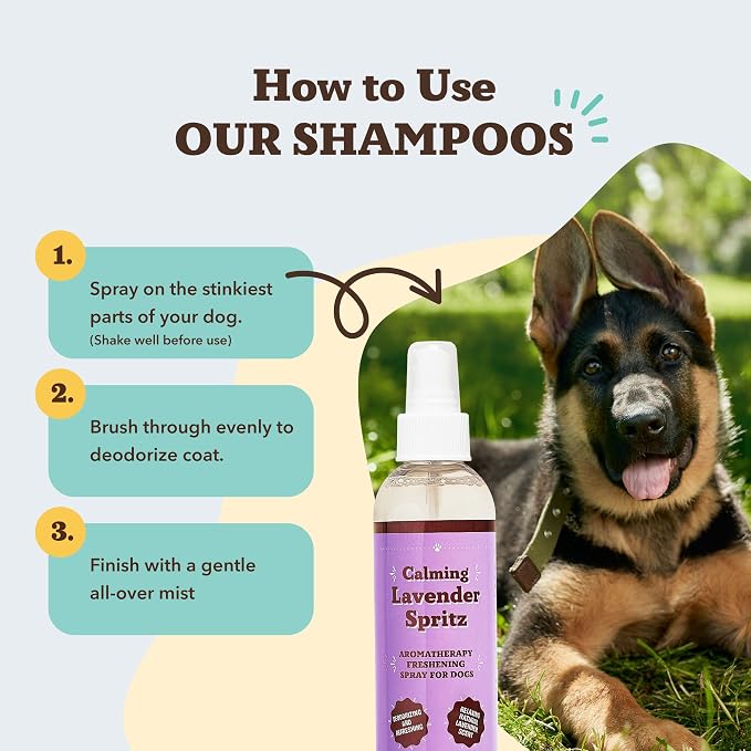 Natural Dog Company Lavender Calming Spray for Dogs - 8 oz Sprizt – Hypoallergenic Dog Deodorizing Spray with Aloe & Oatmeal – Refreshes Coat, Soothes Sensitive Skin – No Artificial Fragrance