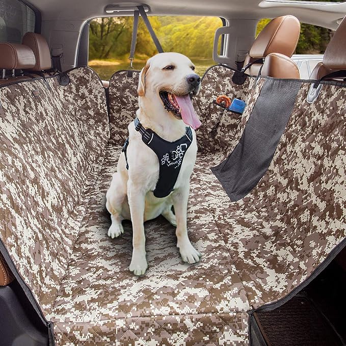 Dog Truck Seat Cover with Mesh Window 100% Waterproof Pet Seat Cover Durable Dog Truck Hammock Machine Washable X-Large Against Dirt and Dog Fur for Car and Large SUV, Trucks