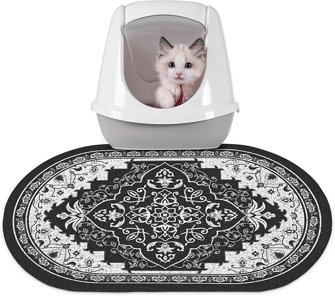 Bienbee Cat Litter Mat, 24" x 15" Dense Trapping Mesh for Litter Boxes | Litter Box Mat with PVC Mesh, Waterproof &Urineproof, Non-Slip Grip, Soft On Kitty Paws and Easy to Clean to Protect Floor