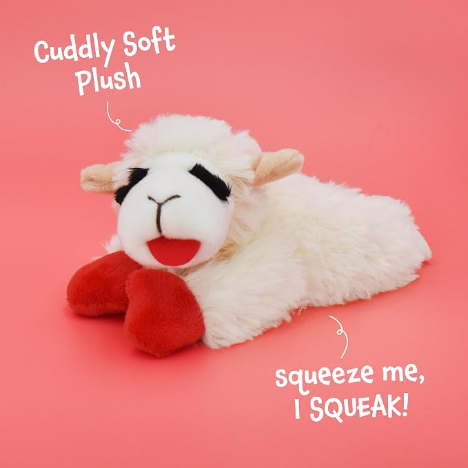 Multipet Lamb Chop Dog Plush Toy - Squeaky Toy for All Dogs - Extra Soft Plush - Stuffed Animal Dog Toy for Cuddling & Playing - Cute Pet Toy (6", Cream)