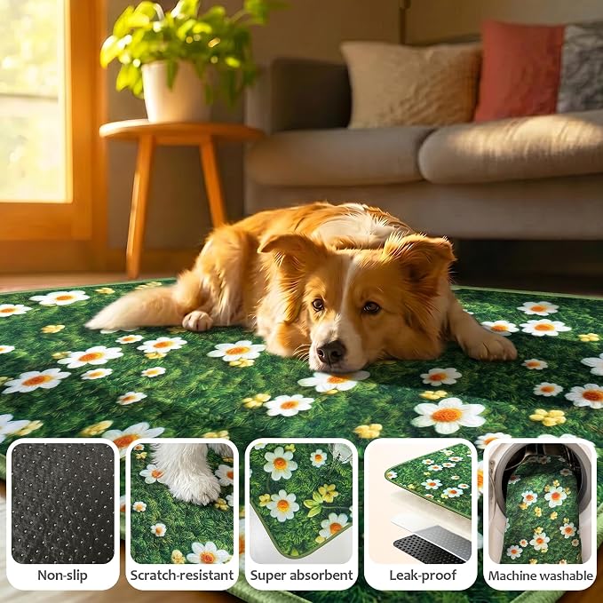 Washable Pee Pads for Dogs, Reusable Puppy Potty Training Pads, Ultra-Absorbent Thick Waterproof Leak-Proof Non-Slip Pads & Mat for Crate, Playpen, Floor, Whelping & Housebreaking , 1 Pack 72"x72"