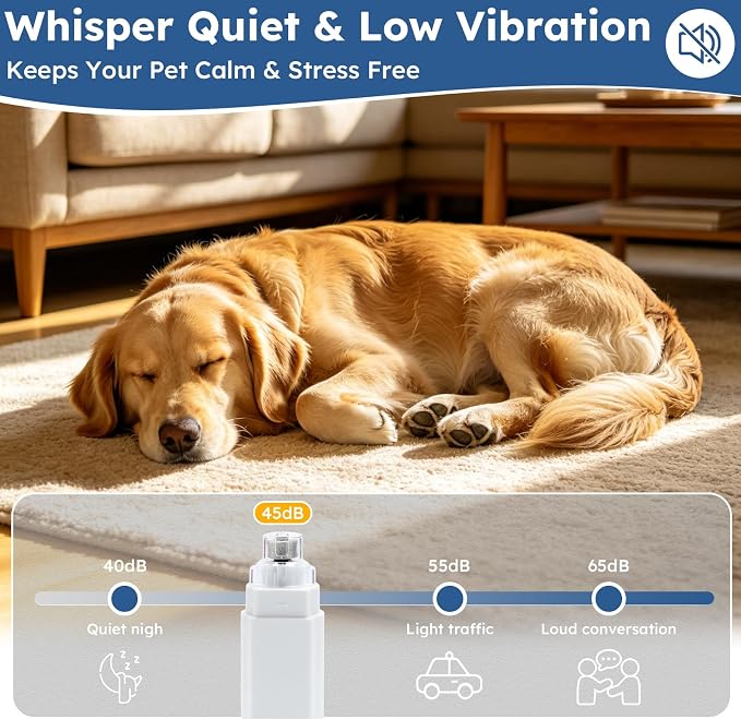 5-Speed Dog Nail Grinder with 2 LED Lights & Smart LED Screen,Quiet Electric Pet Nail Trimmer, Rechargeable Paws Grooming and Smoothing Tool for Large Medium Small Dogs,Cats and Pets