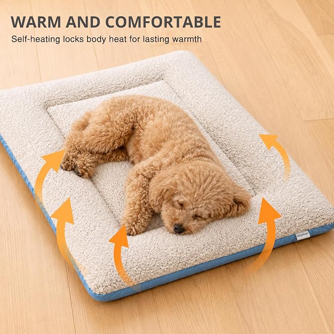 Cooling Mat for Dogs, Washable Dog Beds Crate Pad, 35"x 24" Thick & Durable Dog Cooling Mat, Reversible Warm & Cooling Dog Bed, Cozy Sleeping Mat for Couch, Metal Crate & Beds - M