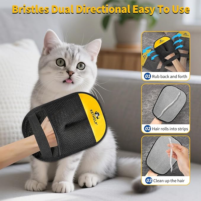 Pet Hair Removal Glove for Dog & Cat, Reusable Electrostatic Pet Hair Glove | Pet Hair Remover Tool for Clothing, Couch, bed, Carpet, Car Seat, Quickly & Easily Pet Hair Remover Glove