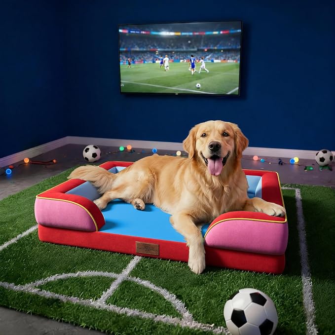 Comfort Expression Orthopedic Dog Bed for Extra Large Dogs with Bolster | Waterproof Dog Couch Bed with Washable Cover & Non-Slip Bottom, Supportive Egg Crate Foam XL Pet Bed, 45x35 Inch
