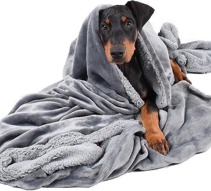 Dog Blankets for Large Dogs, Super Soft Warm Sherpa Fleece Plush Doggie Blankets and Throws for Small Medium Puppy Doggy Pet Cats，50x60 inches