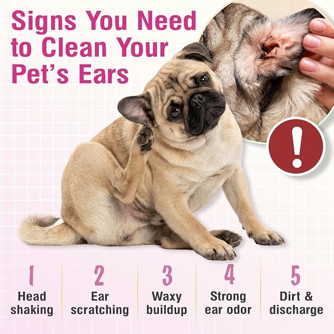VetWELL Ear Cleaner for Dogs and Cats - Sweet Pea Vanilla - 8 oz | Otic Ear Solution for Pets to Help Manage Odor and Reduce Wax Build Up