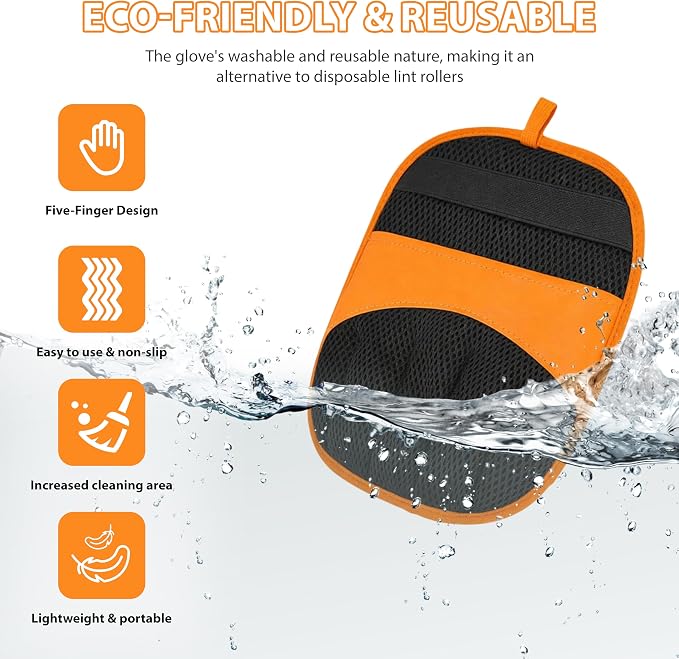 Pet Grooming Glove Set for Dogs & Cats - Professional Pet Hair Removal Glove with Free Nail Clippers and Silicone Finger Toothbrush